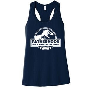 Fatherhood Like A Walk In The Park Dad Dinosaur Women's Racerback Tank