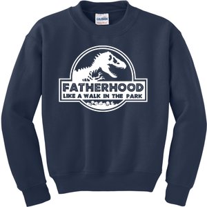 Fatherhood Like A Walk In The Park Dad Dinosaur Kids Sweatshirt