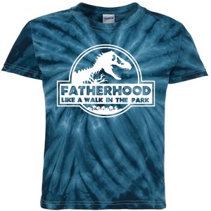 Fatherhood Like A Walk In The Park Dad Dinosaur Kids Tie-Dye T-Shirt