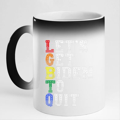 Funny LGBTQ Anti Biden Lets Get Biden To Quite 11oz Black Color Changing Mug