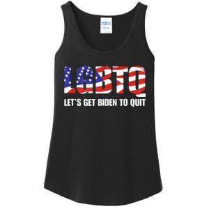 Funny LGBTQ Anti Biden Let's Get Biden To Quite  Ladies Essential Tank