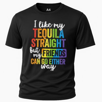 Funny Lgbt Ally Gift Tequila Straight Friends Go Either Way Performance Shirt