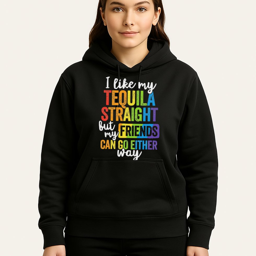 Funny Lgbt Ally Gift Tequila Straight Friends Go Either Way Hoodie