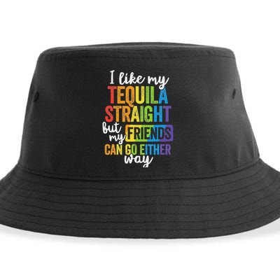 Funny Lgbt Ally Gift Tequila Straight Friends Go Either Way Sustainable Bucket Hat