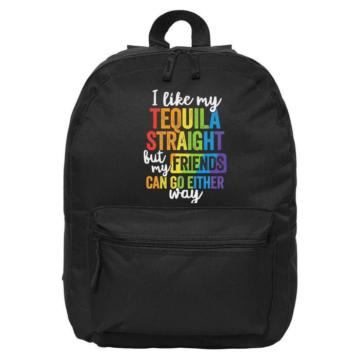 Funny Lgbt Ally Gift Tequila Straight Friends Go Either Way 16 in Basic Backpack