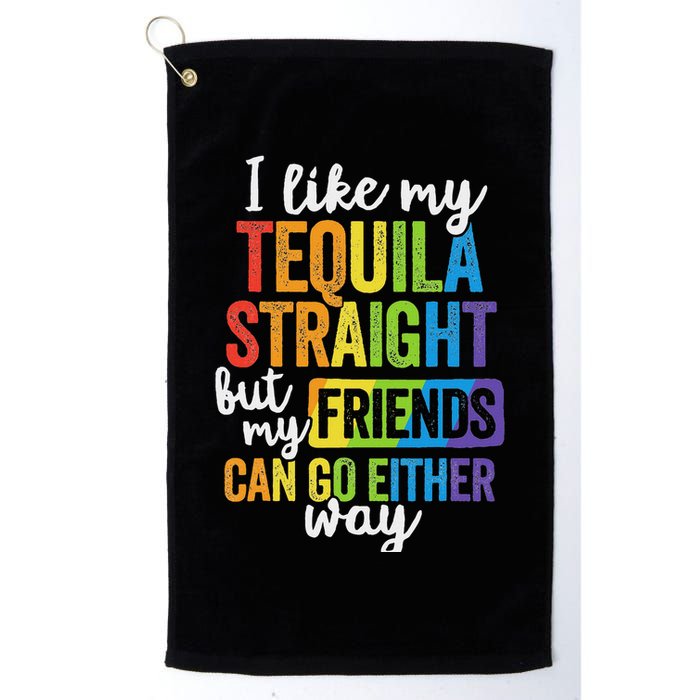 Funny Lgbt Ally Gift Tequila Straight Friends Go Either Way Golf Towel