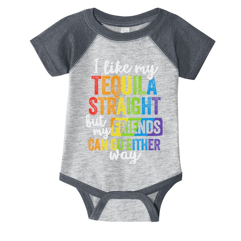 Funny Lgbt Ally Gift Tequila Straight Friends Go Either Way Infant Baby Jersey Bodysuit