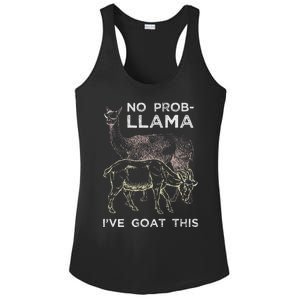 Funny Llama Animal In Sunglasses Goat Ladies PosiCharge Competitor Racerback Tank