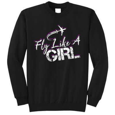 Fly Like A Girl Female Pilot Women Flying Girl Sweatshirt