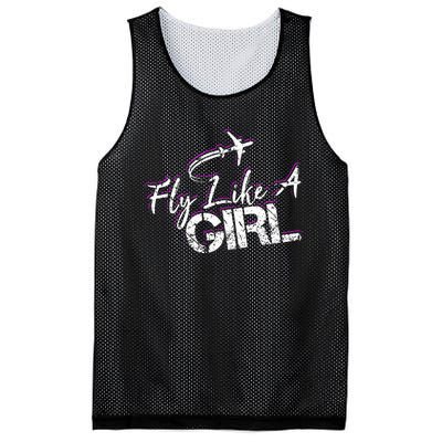 Fly Like A Girl Female Pilot Women Flying Girl Mesh Reversible Basketball Jersey Tank