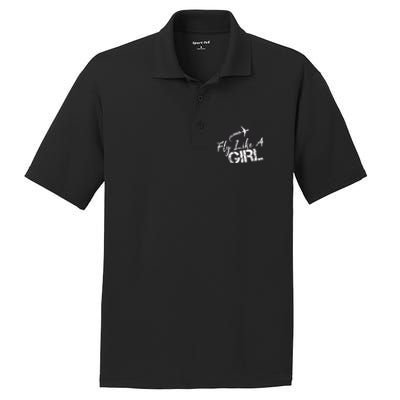 Fly Like A Girl Female Pilot Women Flying Girl PosiCharge RacerMesh Polo