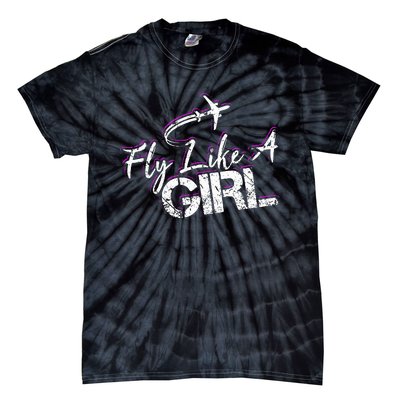 Fly Like A Girl Female Pilot Women Flying Girl Tie-Dye T-Shirt