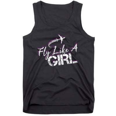 Fly Like A Girl Female Pilot Women Flying Girl Tank Top