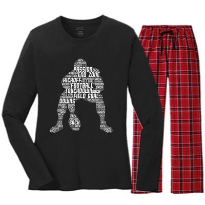 Football Lineman American Football Women's Long Sleeve Flannel Pajama Set 