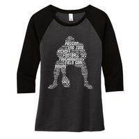 Football Lineman American Football Women's Tri-Blend 3/4-Sleeve Raglan Shirt