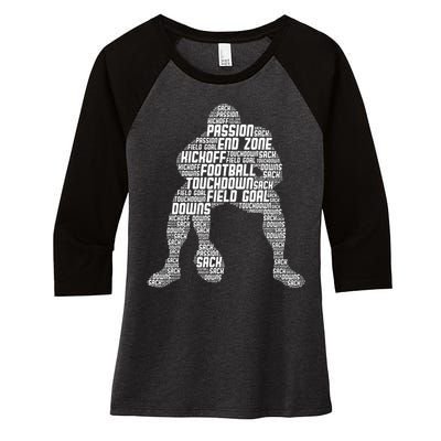 Football Lineman American Football Women's Tri-Blend 3/4-Sleeve Raglan Shirt