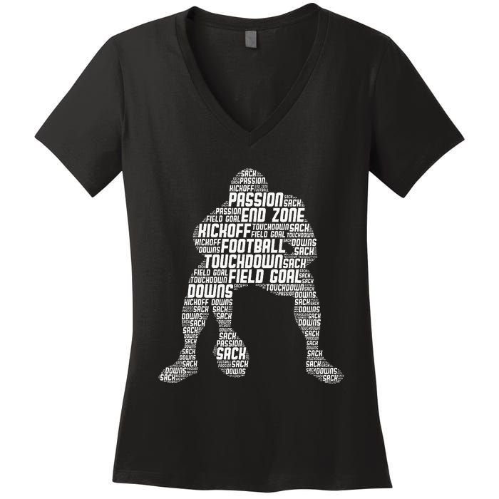 Football Lineman American Football Women's V-Neck T-Shirt