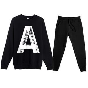 Funny Letter A Halloween Team Groups Costume Matching Premium Crewneck Sweatsuit Set