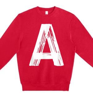 Funny Letter A Halloween Team Groups Costume Matching Premium Crewneck Sweatshirt