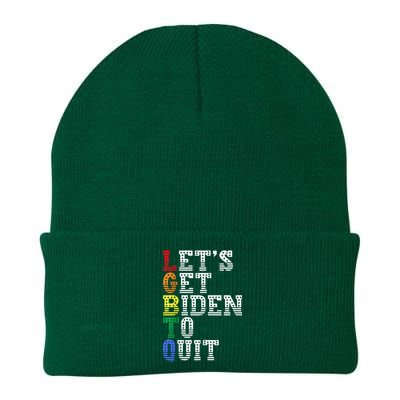 Funny LGBTQ Anti Biden Lets Get Biden To Quite Knit Cap Winter Beanie