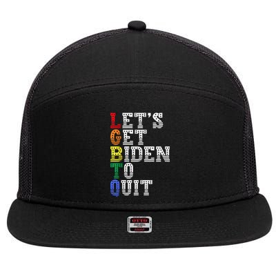 Funny LGBTQ Anti Biden Lets Get Biden To Quite 7 Panel Mesh Trucker Snapback Hat