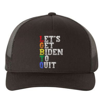 Funny LGBTQ Anti Biden Lets Get Biden To Quite Yupoong Adult 5-Panel Trucker Hat