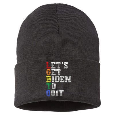 Funny LGBTQ Anti Biden Lets Get Biden To Quite Sustainable Knit Beanie