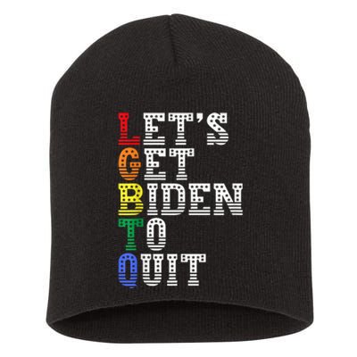 Funny LGBTQ Anti Biden Lets Get Biden To Quite Short Acrylic Beanie