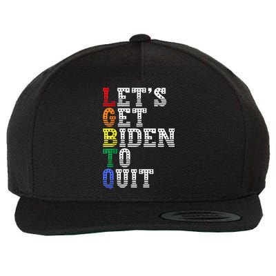 Funny LGBTQ Anti Biden Lets Get Biden To Quite Wool Snapback Cap