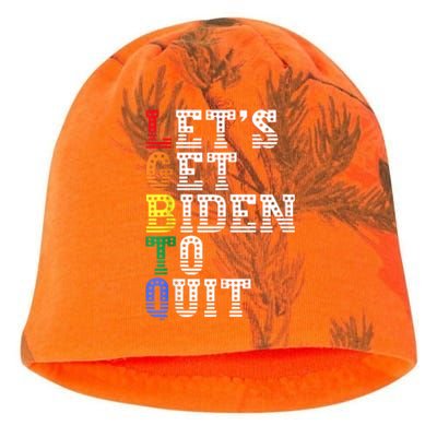 Funny LGBTQ Anti Biden Lets Get Biden To Quite Kati - Camo Knit Beanie