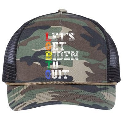 Funny LGBTQ Anti Biden Lets Get Biden To Quite Retro Rope Trucker Hat Cap