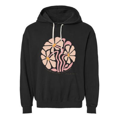 Flourish Like A Flower Retro Boho Christian Floral Garment-Dyed Fleece Hoodie