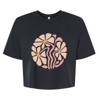 Flourish Like A Flower Retro Boho Christian Floral Bella+Canvas Jersey Crop Tee