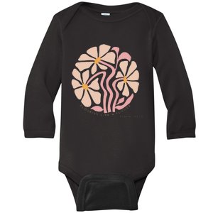 Flourish Like A Flower Retro Boho Christian Floral Baby Long Sleeve Bodysuit