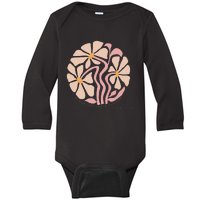 Flourish Like A Flower Retro Boho Christian Floral Baby Long Sleeve Bodysuit