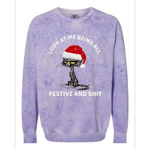 Funny Look At Me Being All Festive And S Cat Christmas Colorblast Crewneck Sweatshirt