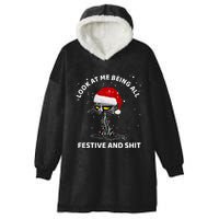 Funny Look At Me Being All Festive And S Cat Christmas Hooded Wearable Blanket