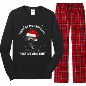 Funny Look At Me Being All Festive And S Cat Christmas Long Sleeve Pajama Set