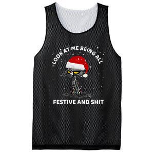 Funny Look At Me Being All Festive And S Cat Christmas Mesh Reversible Basketball Jersey Tank