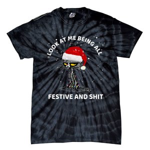 Funny Look At Me Being All Festive And S Cat Christmas Tie-Dye T-Shirt