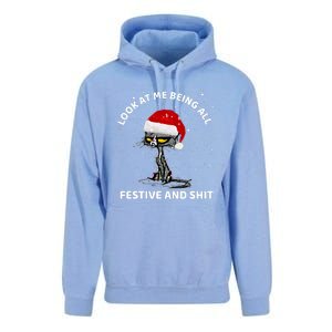 Funny Look At Me Being All Festive And S Cat Christmas Unisex Surf Hoodie