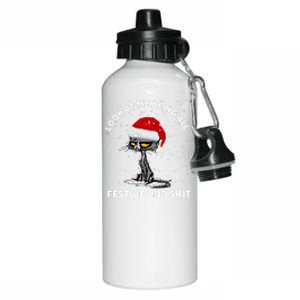 Funny Look At Me Being All Festive And S Cat Christmas Aluminum Water Bottle