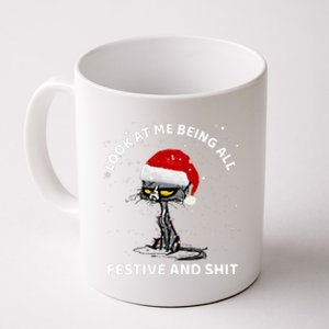 Funny Look At Me Being All Festive And S Cat Christmas Coffee Mug