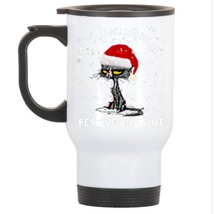 Funny Look At Me Being All Festive And S Cat Christmas Stainless Steel Travel Mug