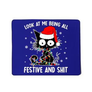 Funny Look At Me Being All Festive And Cat Christmas Mousepad