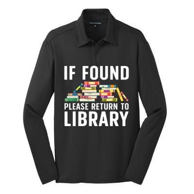 Funny Library Art Librarian Read Novel Lovers Silk Touch Performance Long Sleeve Polo