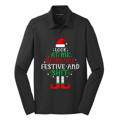 Funny Look At Me Being All Festive And Shits Silk Touch Performance Long Sleeve Polo