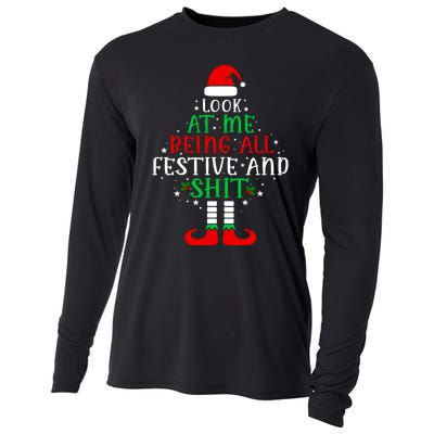 Funny Look At Me Being All Festive And Shits Cooling Performance Long Sleeve Crew