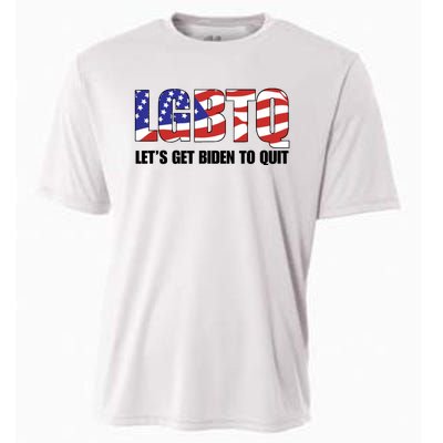 Funny LGBTQ Anti Biden Lets Get Biden To Quite Quote Tee Cooling Performance Crew T-Shirt