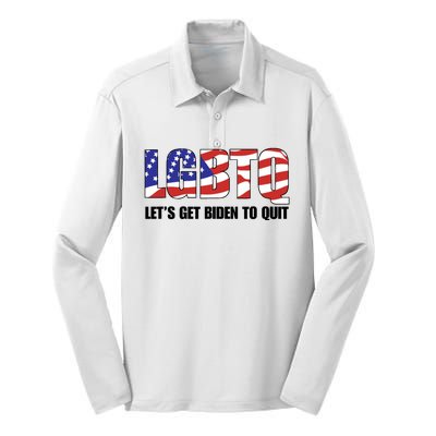 Funny LGBTQ Anti Biden Lets Get Biden To Quite Quote Tee Silk Touch Performance Long Sleeve Polo